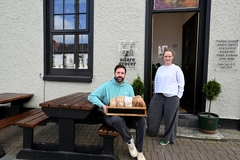 Village grocers Mark Lynch and Anna Coffey-Lynch at their Adare Grocer premises in the village of Adare, Co Limerick, Ireland. Village grocers Mark Lynch and Anna Coffey-Lynch at their Adare Grocer premises in the village of Adare, Co Limerick, Ireland.