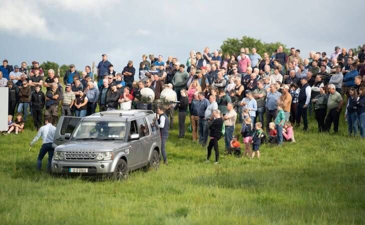 Crowds came to see the pedigree herd of Charolais cows in Co Cavan at the Irish Grassland Association farm walk. Picture: Irish Grassland Association