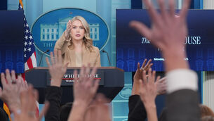 <p>White House press secretary Karoline Leavitt speaks during a press briefing at the White House, Monday, Dec. 1, 2025, in Washington. (AP Photo/Evan Vucci)</p> <p>White House press secretary Karoline Leavitt speaks during a press briefing at the White House, Monday, Dec. 1, 2025, in Washington. (AP Photo/Evan Vucci)</p>