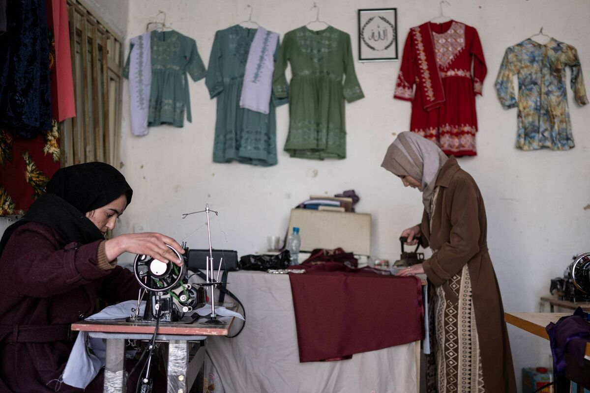 Rahima Alavi (left) embroidering scarves and clothes at her boutique in Bamiyan. With women banned from most jobs in Afghanistan, an embroidery boutique run by 22-year-old Alavi is a surprising and treasured sight in the city. Picture: Wakil Kohsar/AFP via Getty Rahima Alavi (left) embroidering scarves and clothes at her boutique in Bamiyan. With women banned from most jobs in Afghanistan, an embroidery boutique run by 22-year-old Alavi is a surprising and treasured sight in the city. Picture: Wakil Kohsar/AFP via Getty