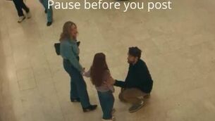 <p>The ‘Pause Before You Post’ advertisement showed a young girl being approached by strangers who appeared to know intimate details about her life.</p> <p>The ‘Pause Before You Post’ advertisement showed a young girl being approached by strangers who appeared to know intimate details about her life.</p>