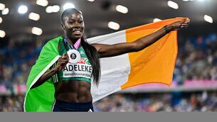 <p>ALL SMILES: Rhasidat Adeleke of Ireland celebrates after finishing second with time 22.28 and winning the silver medal in the women's 200m final during day four of the European Athletics Championships 2026 at Alexander Stadium in Birmingham, England. Photo by Sam Barnes/Sportsfile</p> <p>ALL SMILES: Rhasidat Adeleke of Ireland celebrates after finishing second with time 22.28 and winning the silver medal in the women's 200m final during day four of the European Athletics Championships 2026 at Alexander Stadium in Birmingham, England. Photo by Sam Barnes/Sportsfile</p>