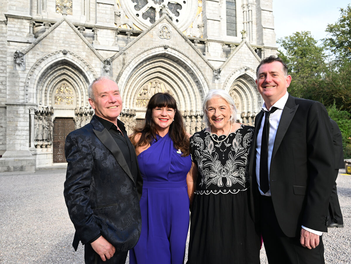 Ian Cole, Olga and Clare D'Arcy, and Mark O'Shaughnessy arriving for the Cork on a Fork supper at St Fin Barre's Cathedral in Cork on Thursday night. Picture: Larry Cummins Ian Cole, Olga and Clare D'Arcy, and Mark O'Shaughnessy arriving for the Cork on a Fork supper at St Fin Barre's Cathedral in Cork on Thursday night. Picture: Larry Cummins