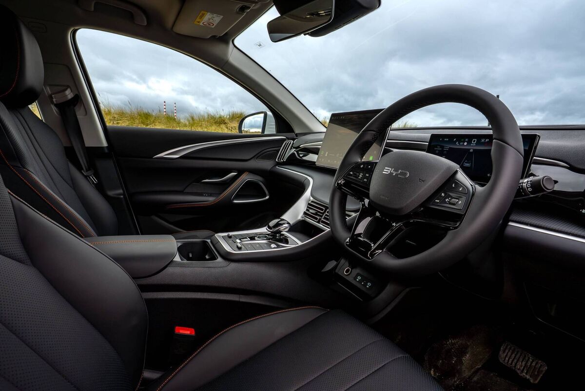 The BYD Sealion 5 interior is dominated by the twin infotainment and instrumentation screens. The BYD Sealion 5 interior is dominated by the twin infotainment and instrumentation screens.