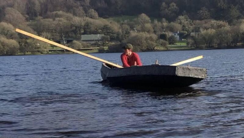 Eoin Reardon out on his self-built currach Eoin Reardon out on his self-built currach