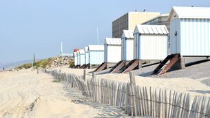 <p>A row of attractive beach huts at Hardelot, Le Touquet, France </p> <p>A row of attractive beach huts at Hardelot, Le Touquet, France </p>