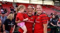 Jane Clohessy celebrates with her niece Sophia and Aoife Corey after the game 8/8/2026