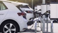 Charging stations for electric cars at a parking lot