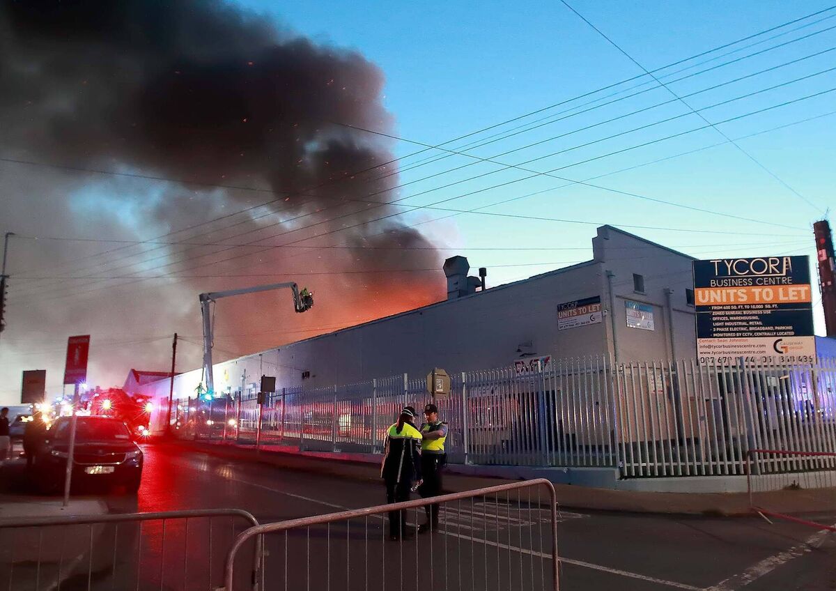 The scene from the horrific fire at the Tycor Business Centre that has impacted the lives of so many. Photo: Noel Browne The scene from the horrific fire at the Tycor Business Centre that has impacted the lives of so many. Photo: Noel Browne