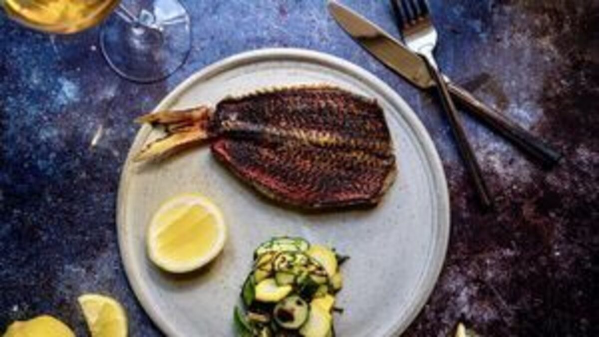 Barbecued red mullet with grilled courgette salad