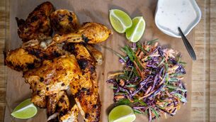 <p>Harissa Spatchcock Chicken with Rainbow Slaw. Picture: Chani Anderson</p>