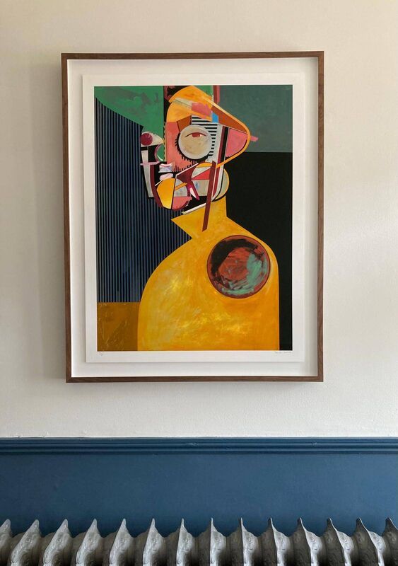 A piece by David Booth in Rachel's hallway.