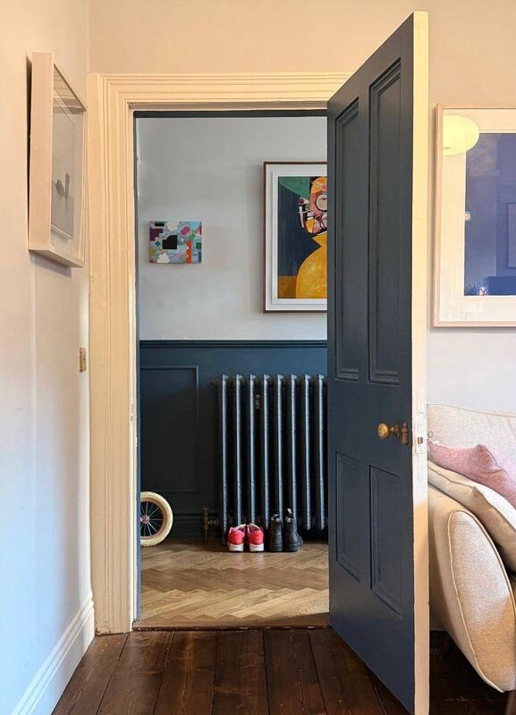 The doorway leading into the hallway where Rachel showcases artwork.