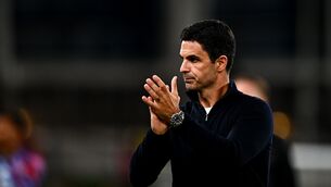 <p>Arsenal manager Mikel Arteta acknowledges his side's supporters. Pic: Tyler Miller/Sportsfile</p>