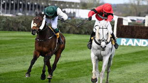 <p>Grey Dawning and Harry Skelton win for trainer Dan Skelton from Solness. Pic: Healy Racing</p> <p>Grey Dawning and Harry Skelton win for trainer Dan Skelton from Solness. Pic: Healy Racing</p>