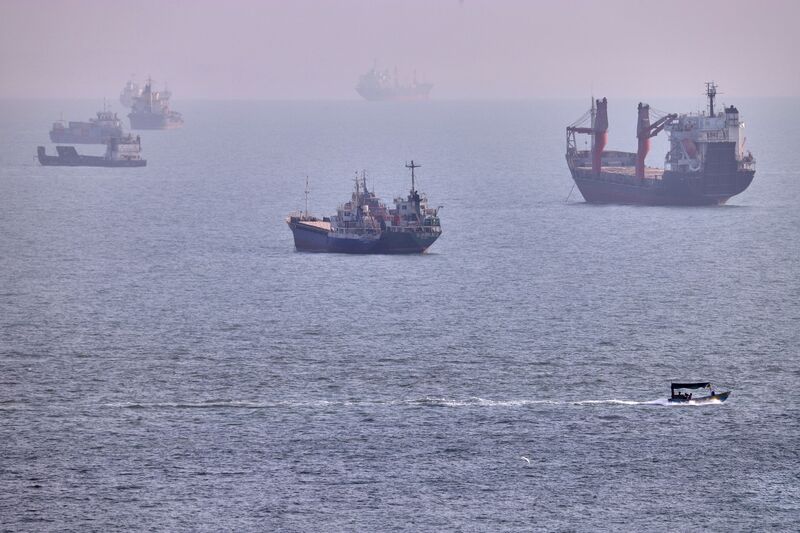 A small boat sails past cargo ships and other commercial vessels anchored in the Strait of Hormuz off Bandar Abbas, Iran, Wednesday, Aug. 5, 2026. (Amirhosein Khorgooi/ISNA via AP) A small boat sails past cargo ships and other commercial vessels anchored in the Strait of Hormuz off Bandar Abbas, Iran, Wednesday, Aug. 5, 2026. (Amirhosein Khorgooi/ISNA via AP)
