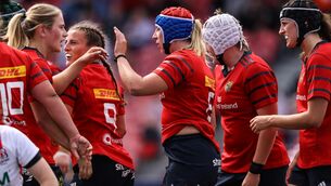 <p>ROUT: Munster's Clodagh O’Halloran celebrates with Aoife Corey after scoring her side's fifth try. Pic: INPHO/Ben Brady</p> <p>ROUT: Munster's Clodagh O’Halloran celebrates with Aoife Corey after scoring her side's fifth try. Pic: INPHO/Ben Brady</p>