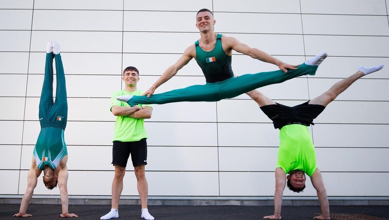 The Gymnastics Ireland Men’s Senior team Rhys McClenaghan (23), Dominick Cunningham (27), Daniel Fox (26), Eamon Montgomery (19) & Ewan McAteer (23) at Sport Ireland Campus, Dublin. Pic: ©INPHO/James Crombie The Gymnastics Ireland Men’s Senior team Rhys McClenaghan (23), Dominick Cunningham (27), Daniel Fox (26), Eamon Montgomery (19) & Ewan McAteer (23) at Sport Ireland Campus, Dublin. Pic: ©INPHO/James Crombie