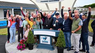 <p>Ina Mina &amp; John Shinnick win the Frank Gillane Memorial Handicap Hurdle. Pic: HEALY RACING</p>