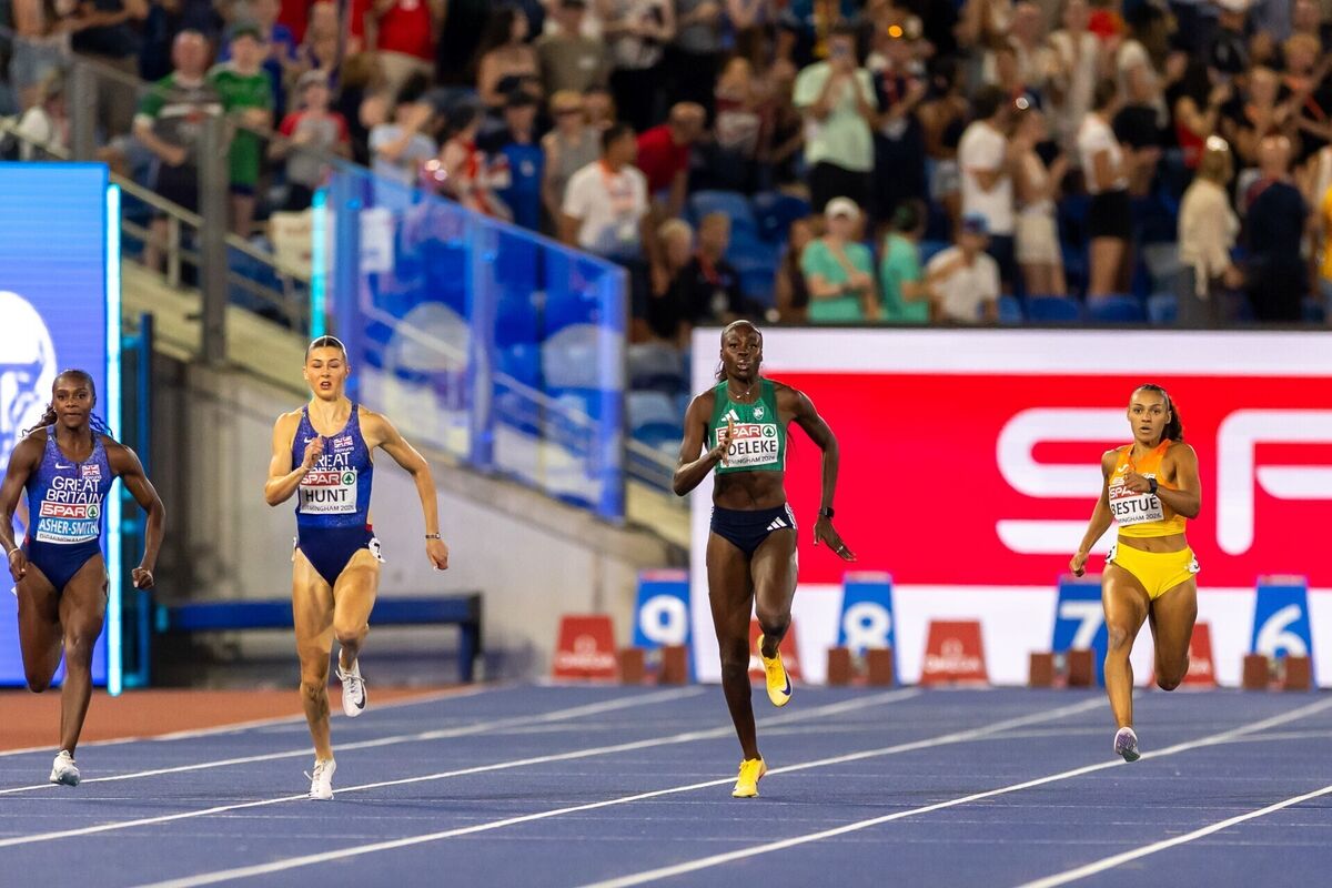Ireland’s Rhasidat Adeleke on her way to finishing second in the 200m final. Pic: ©INPHO/Morgan Treacy Ireland’s Rhasidat Adeleke on her way to finishing second in the 200m final. Pic: ©INPHO/Morgan Treacy