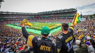 <p>STEEL CITY: Pittsburgh Steelers fans take over Hil 16 for Sunday's NFL regular season tie with the Minnesota Vikinks. Pic: James Crombie, Inpho</p>