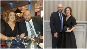 <p>Niamh and Dermot Kelly before (left) and after they underwent bariatric surgeries.</p>