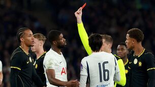 <p>Tottenham Hotspur's Kevin Danso (C) receives a red card from referee Alex King during the Sydney Super Cup football match between English Premier League teams Chelsea and Tottenham Hotspur at Stadium Australia in Sydney on August 1, 2026. (Photo by DAVID GRAY)</p> <p>Tottenham Hotspur's Kevin Danso (C) receives a red card from referee Alex King during the Sydney Super Cup football match between English Premier League teams Chelsea and Tottenham Hotspur at Stadium Australia in Sydney on August 1, 2026. (Photo by DAVID GRAY)</p>