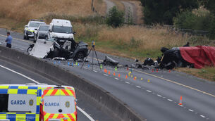 <p> The scene of ther crash on Sunday morning in which five teenagers were killed and three women and a child were seriously injured. Pictures: Eamon Farrell/RollingNews.ie</p>