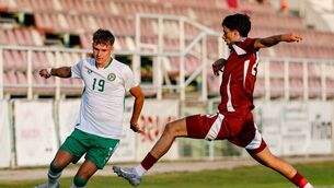<p>Joe O'Brien Whitmarsh of Republic of Ireland in action against Mohammed Abdulla M J Al-Ishaq of Qatar during the U21 international friendly match between Qatar and Republic of Ireland at Gradski Stadion in Zagreb, Croatia. Photo by Gerry Scully/Sportsfile</p> <p>Joe O'Brien Whitmarsh of Republic of Ireland in action against Mohammed Abdulla M J Al-Ishaq of Qatar during the U21 international friendly match between Qatar and Republic of Ireland at Gradski Stadion in Zagreb, Croatia. Photo by Gerry Scully/Sportsfile</p>