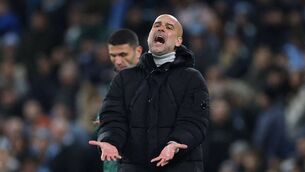 <p>Pep Guardiola looked particularly under strain when Manchester City threw away a 3-0 lead against Feyenoord in the Champions League in November 2024. Pic: Carl Recine/Getty Images</p>