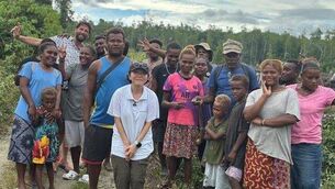 <p>Maurice Sadlier with members of the Maeana community on the Solomon Islands.</p> <p>Maurice Sadlier with members of the Maeana community on the Solomon Islands.</p>