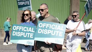 <p>Forsa trade union workers and staff at Oberstown Children Detention Campus taking part industrial action today. Picture: Leah Farrell.</p>