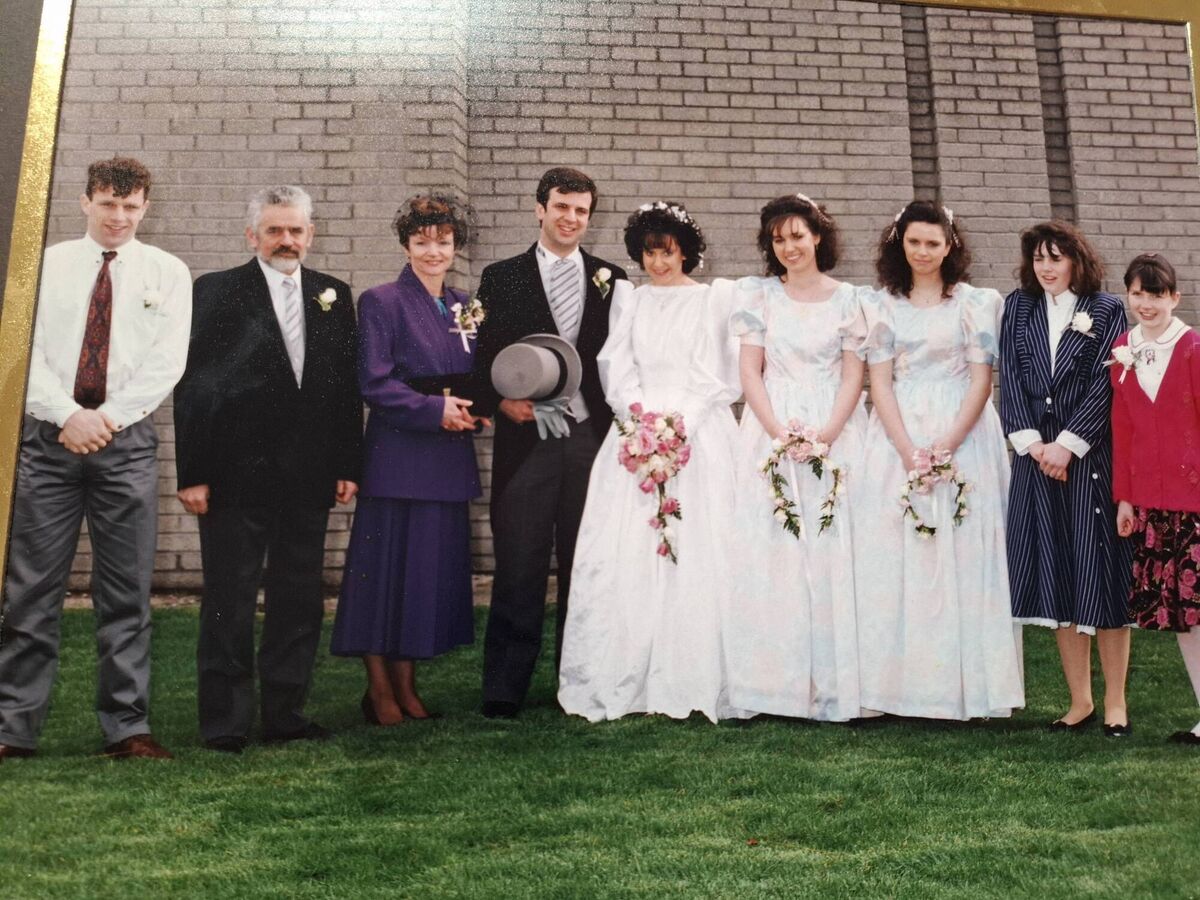 Martina Murphy: "My sisters were my bridesmaids, and they wore a typical bridesmaid dress, again with the poofy sleeves, and a lovely floral fabric. Colm’s brothers were his groomsmen."
