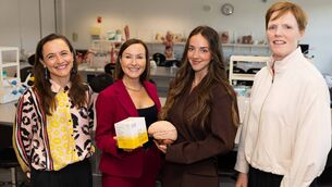 <p>(Left to right) Senior client advisor at Enterprise Ireland Ellen Ní Cléirigh with FemmeBiome founder Professor Siobhain O’ Mahony, the company’s chief operations officer Claire O’Connor and director at UCC Innovation Dr Sally Cudmore. </p> <p>(Left to right) Senior client advisor at Enterprise Ireland Ellen Ní Cléirigh with FemmeBiome founder Professor Siobhain O’ Mahony, the company’s chief operations officer Claire O’Connor and director at UCC Innovation Dr Sally Cudmore. </p>