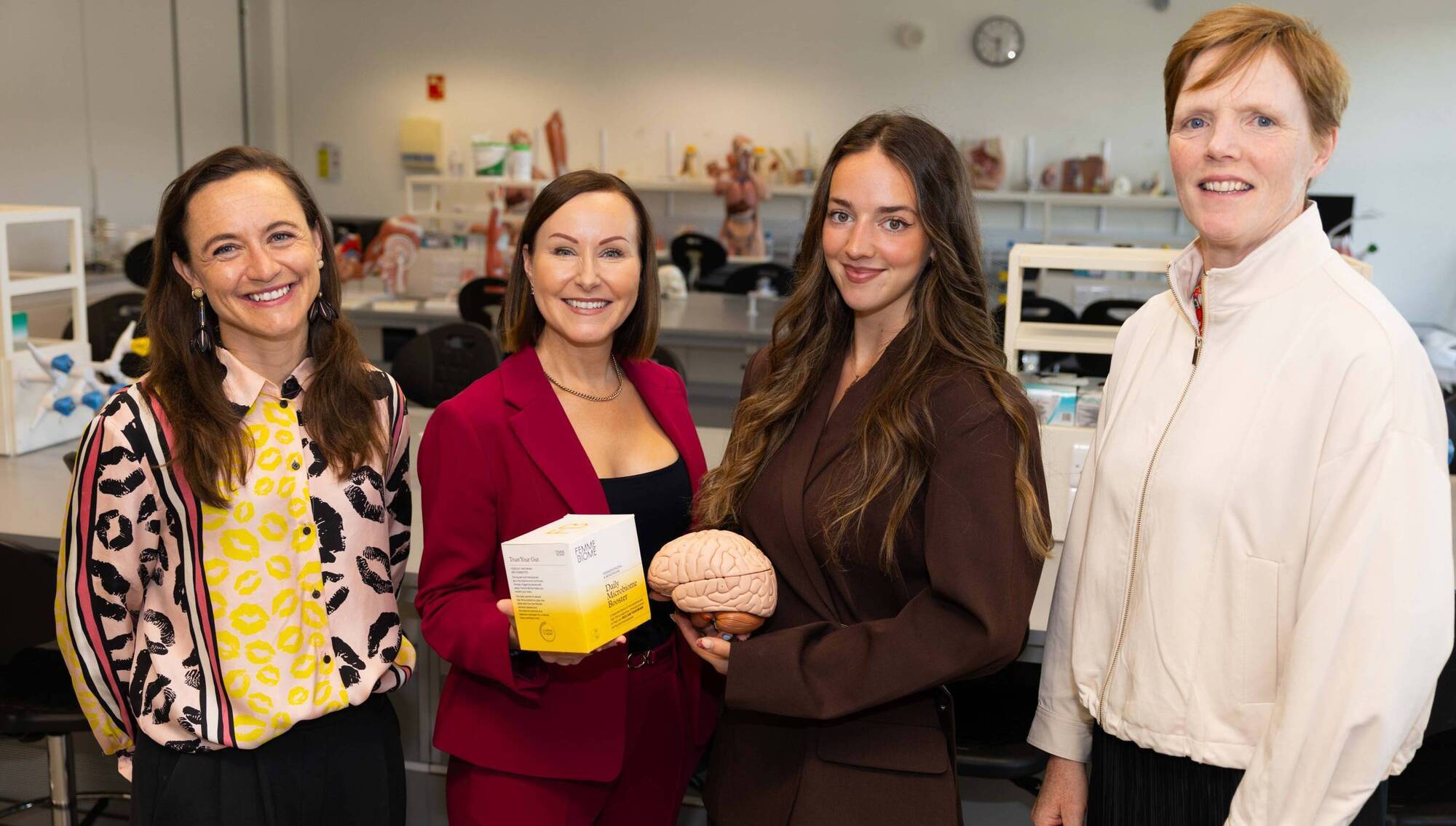 (Left to right) Senior client advisor at Enterprise Ireland Ellen Ní Cléirigh with FemmeBiome founder Professor Siobhain O’ Mahony, the company’s chief operations officer Claire O’Connor and director at UCC Innovation Dr Sally Cudmore. 