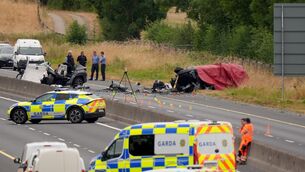 <p>The scene of the crash on the M9 in Kildare. Picture: Niall Carson/PA Wire</p> <p>The scene of the crash on the M9 in Kildare. Picture: Niall Carson/PA Wire</p>