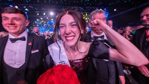 <p>A delighted Caoilfhinn Ní Choiligh celebrating after being named the 2026 Rose of Tralee tonight, Tuesday. Picture: Domnick Walsh</p>