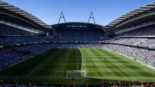 <p>The Pep Guardiola Stand at Etihad Stadium, which was built by the Sisk Group. The Cork-founded firm on Wednesday reported turnover of €2.624bn in its latest financial results.</p>