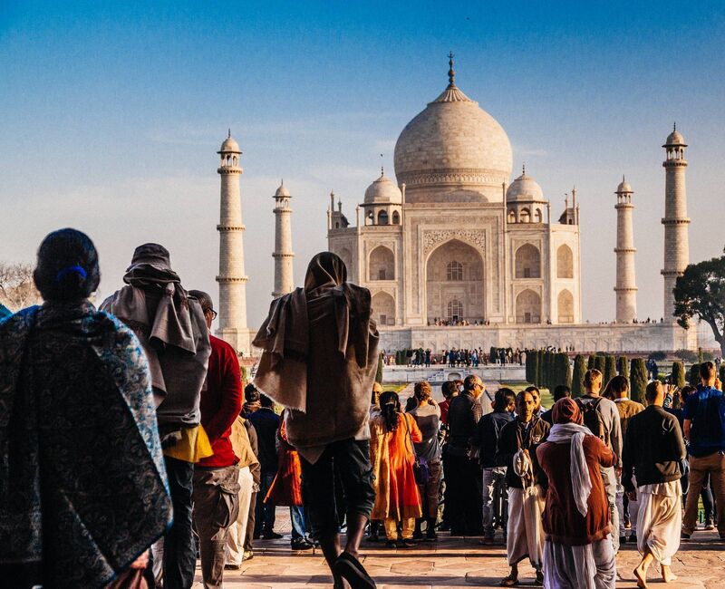 Tourists flock to the Taj Mahal in Agra Tourists flock to the Taj Mahal in Agra