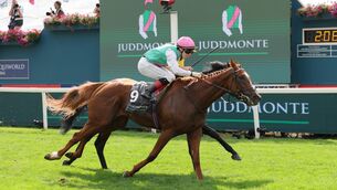 <p>Item ridden by Colin Keane on their way to winning the Juddmonte International Stakes. Pic: Richard Sellers/PA Wire.</p>
