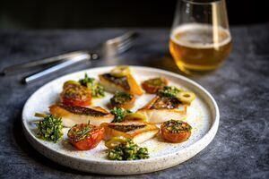 John Dory with Olive Salsa and Roasted Tomatoes