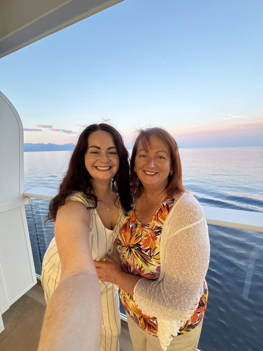 Breda Graham and Caroline Graham on their sea view balcony on Royal Caribbean's Legend of the Seas. Breda Graham and Caroline Graham on their sea view balcony on Royal Caribbean's Legend of the Seas.