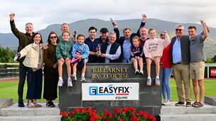 <p>Ladies Well &amp; Darragh O'Keeffe win the Easyfix Handicap Steeplechase. Pic: HEALY RACING</p>