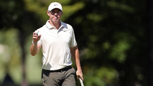 <p>Rory McIlroy acknowledges the crowd on the 15th green during the first round of the BMW Championship 2026 at Bellerive Country Club on August 20, 2026 in St Louis, Missouri. (Photo by Alex Slitz/Getty Images)</p>