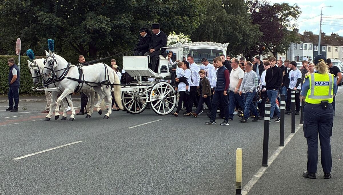 The funeral cortege for Alex McCarthy arrives at Holy Family Church, Askea in Carlow. Picture: Brian Lawless/PA Wire The funeral cortege for Alex McCarthy arrives at Holy Family Church, Askea in Carlow. Picture: Brian Lawless/PA Wire