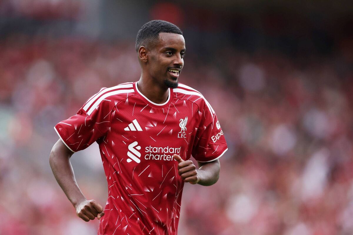 Alexander Isak of Liverpool looks on during the pre-season friendly match against Como Calcio. Pic: Lewis Storey/Getty Images Alexander Isak of Liverpool looks on during the pre-season friendly match against Como Calcio. Pic: Lewis Storey/Getty Images