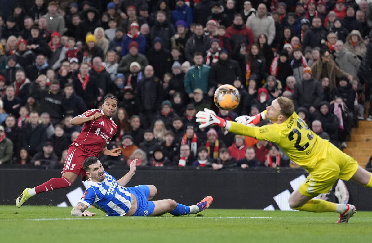 Liverpool's Rio Ngumoha scores. Pic: Peter Byrne/PA Wire. Liverpool's Rio Ngumoha scores. Pic: Peter Byrne/PA Wire.