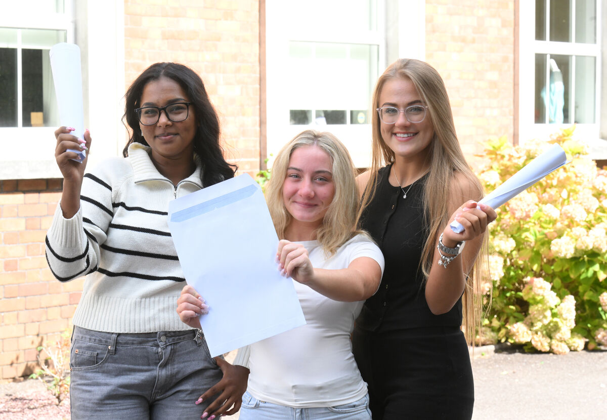  WE DID IT! Leaving Certificate students Noun Imad, Ava Lane, and Abigail Wieloch at St Aloysius Secondary School, Sharman Crawford St, Cork. Picture: Larry Cummins