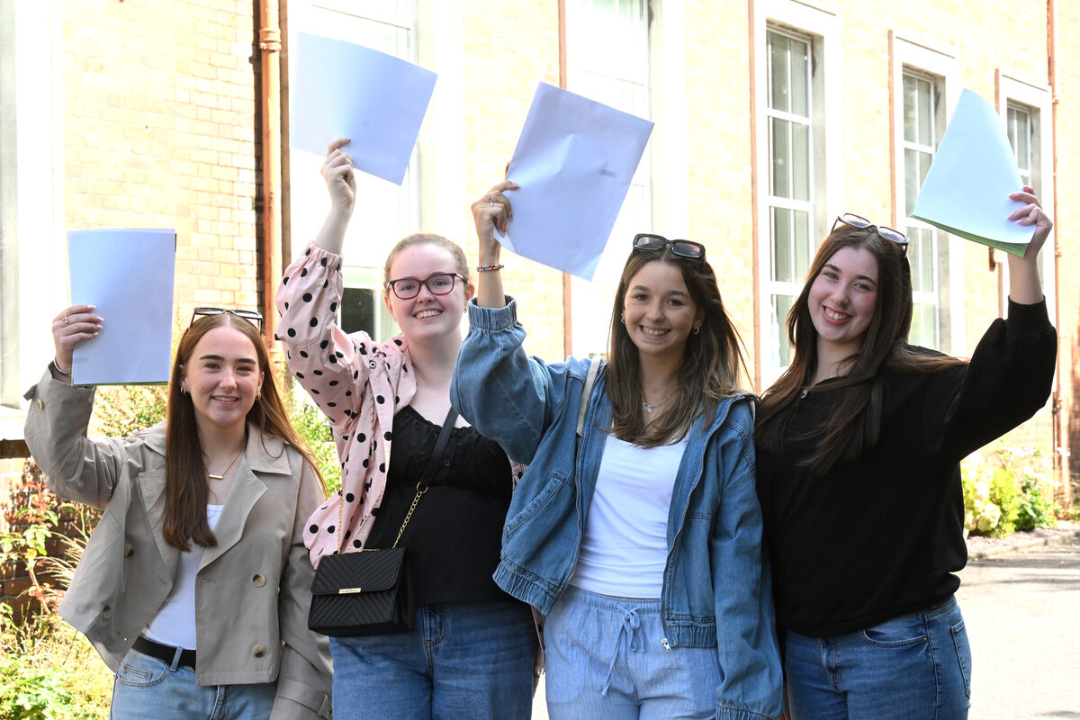 Leaving certificate students Tara Geaney, Kaci Clarke, Holly Jones, and Katie Murphy at St Aloysius Secondary School, Sharman Crawford St, Cork. Picture: Larry Cummins