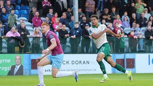 <p>St Patrick's Anthony Olusanya scored his side's opening goal against Drogheda United. Pic: ©INPHO/Bryan Keane</p>